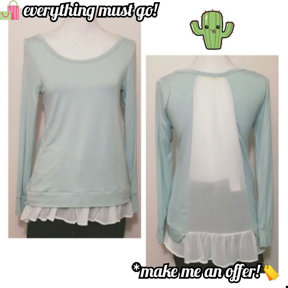 💚Ezra Long Sleeve Top w White Sheer Underla